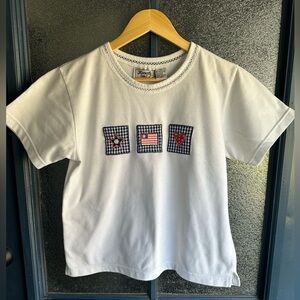 Vintage White Short Sleeve Tee with Patch Designs